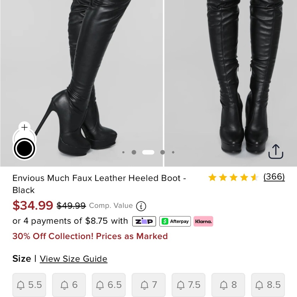 Black Faux Leather Heeled Boots
